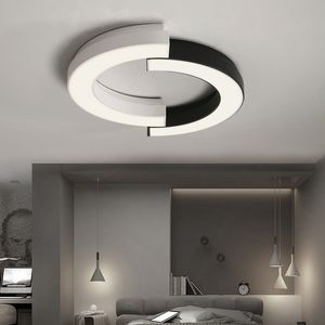 Black&White Circle Ceiling Lights Fixtures 110v 220v Dimmable Remote Control Led Ceiling Light Modern Lamp Living Room Lighting