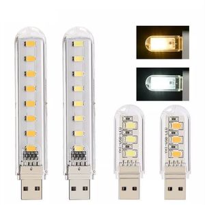 LED 나이트 라이트 미니 휴대용 USB 읽기 램프 3leds 8leds 책 램프 읽기 노트북 전원 은행 컴퓨터 노트북