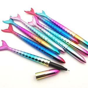 Mermaid Pen Gift Cartoley Fish Ballpoint Pens Creative School Office Business Forniture Studenti Premio Blu Blue Ink 1mm 0,5 mm