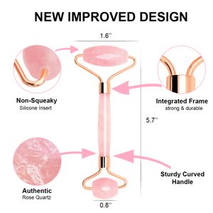 Розовый кварц Валик для похудения лица Массажер Подъемного Природные Jade массаж лица роликового Stone Skin подарок Массаж Инструмент девушка