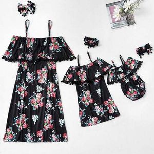 New Family Look Cute Baby Summer navy Cotton Dress