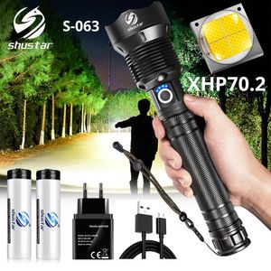 Powerful LED Flashlight With XHP 70.2 Lamp bead Zoomable 3 lighting modes LED Torch Support for Mircro charging hunting lamp