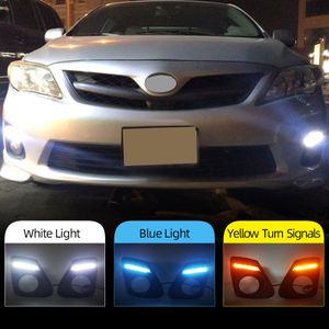 1 Pair DRL For Toyota Corolla 2011 2012 2013 Daytime Running Lights fog lamp cover with yellow signal 12V Daylight