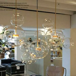 Clear Bola de Vidro Sala de estar Chandeliers Art Deco Bubble Lamp Shades Chandelier Modern Lighting Indoor Restaurant Iluminacao