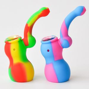 Bärbar silikon rökrör mini bubbler tobak hand rör olje rigg glas bong fabrikspris