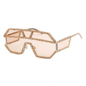 Quadratische, luxuriöse Damen-Sonnenbrille mit übergroßem Kristall, übergroße Sonnenbrille aus Metall, UV400
