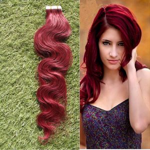 Fita brasileira Em Extensões Do Cabelo Humano onda 100g / lot 100% Remy Trama Da Pele Do Cabelo Loiro Marrom cor preta 16-24 Polegadas 40 peças