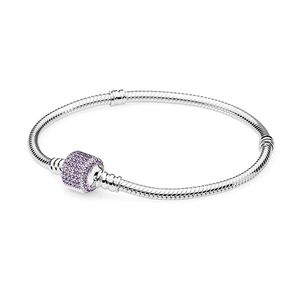 新しい100％925スターリングシルバーPandoraクラシックヘッドブレスレットクリアCZチャームビーズフィットペンダントDIYブレスレット工場卸売店