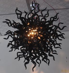 Lampade a sospensione 100% soffiate a bocca CE UL Vetro borosilicato in stile Murano Dale Chihuly Art Black Round LED Lighting Apparecchio per soggiorno