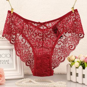 Sexy Hollow Lace Women Panties Bowknot, veja atrav￩s de lingeries mulheres cuecas cuecas cuecas cunhagem cunhada as roupas femininas