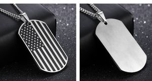 Hurtownie-Designer Stylowe Fajne Titanium Steel US Flag Tarcza Odznaka Proste Eleganckie Mężczyźni Naszyjnik 55 cm Łańcuch