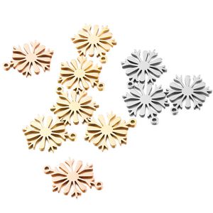 20pcs/lote Novo Desgin Fashion Aço inoxidável encantos de flores de neve encantos de metal diy de metal para colar de colar de Natal Fazer joias