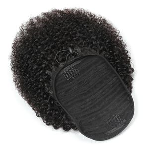 Peruvian Ponytails Afro Kinky 100g/set one piece Extensions Ponytail Curly Wholesale Virgin Hairs 100% Human Hair