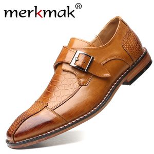 Merkmak Classic Crocodile Pattern Män Business Klänning Skor Pointy PU Läder Formell Sko Stor Storlek 48 Male Party Wedding Footwear