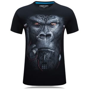 Alta qualidade de moda de nova verão 2017 moda óculos de impressão gorila de fone de ouvido unisex respirável Casual 3d camiseta para homens camisa