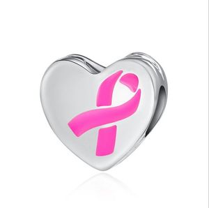 Wholesale hope pandora resale online - Fits Pandora Bracelets pc Hope Pink Ribbon Breast Cancer Awareness Charms Beads Silver Charms Bead For Women Diy European Necklace Jewelry