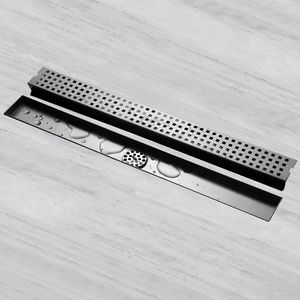 Wholesale Bathroom Modern New Style 600MM Sizes Brushed Shower Drain 304 Stainless Steel Long Floor Drains With Square Grid Shape