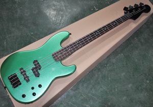 Factory Direct Sale 4 Struny Metallic Green Electric Bass Gitara z 3 Pickups, Roodewod Fingerboard, Czarny Sprzęt