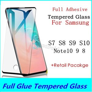 Vollkleber gehärtetes Glas für Samsung Galaxy S10 S9 S8 Plus Lite für Samsung Note 10 9 8 S7 Edge Displayschutzfolie