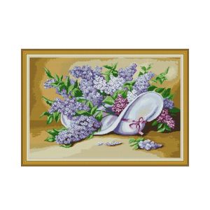 Lilac House Decor Malowania, Ręcznie robione Hafty Cross Haft Robótki Zestawy zliczane na płótnie DMC 14CT / 11CT
