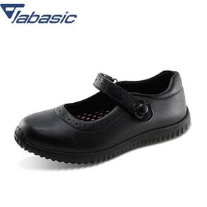 JABASIC Girls School Shoes 2018 Autumn Students Soft Leather Princess Party Girls Shoes Casual Breathable Solid Hook Loop Shoes