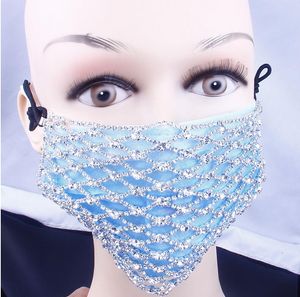 ストーンファンユニセックスファッションラインストーンマスク装飾ジュエリーフェイス弾性マスク光沢のあるクリスタルジュエリーパーティーダンスコスプレの装飾