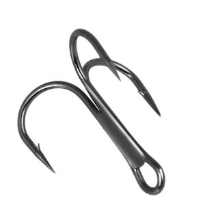 50Pcs lot 2# 4# 6# 8# 10# Black Fishing Hook High Carbon Steel Treble Overturned Hooks Fishing Tackle Round Bend For Bass