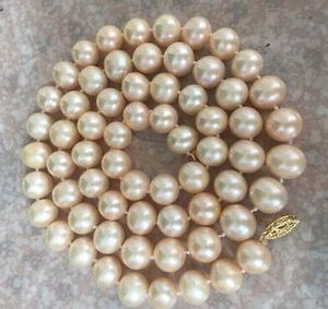 Elegante 9-10mm Südsee-Roségold-Perlenkette 24 Zoll 14K