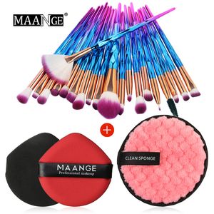 20pcs Makeup Brush Set with Puff Professional Eye shadow Colorful Gradient Gold Tube Foundation Lip Make up Brushes sets Tools