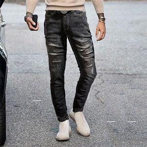 Buracos Moda Masculina Moda Jeans Skinny calças lápis Sólidos Destruição Streetwear Hip Hop estiramento Magro Mens Casual Denim Trousers