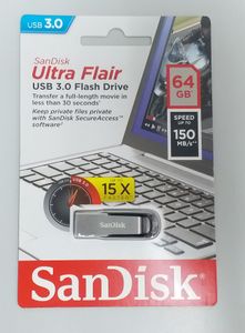 Sandisk 64GB Ultra Flair USB 3.0 Flash Sürücü USB 3.0 etkin (USB 2.0 uyumlu) SDCZ73-064G Bizden gemi