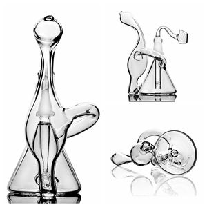 Triangolo Bong in vetro trasparente Heady Rig Water Pipes Downstem Perc 14mm Joint Shisha Narghilè Smoke Big Belly Accessori