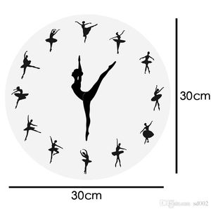 Ballett Tanzendes Mädchen Wanduhr DIY Uhren Acryl Spiegel Wohnzimmer Hause Dekorieren Lieferungen Kreative Einfache Schwarz Weiß 3leC1