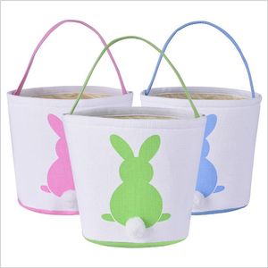 Easter Basket Rabbit Plaid Easter Bucket Handmade Fabric Storage Basket Dot Reversible Candy Bags Picnic Buckets Bag Kids Handbags B4227