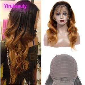 Malaysisches Menschenhaar 13X4 Lace Front Perücke 1B / 30 Ombre Hair Körperwelle 12-32 Zoll 1B 30 Haarprodukte