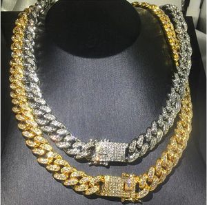 Hip hop bling kedjor smycken män iced out chains halsband guld silver miami kubanska länk kedjor