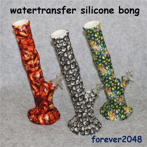 Bong in silicone narghilè Gorgogliatore infrangibile Bong per pipa ad acqua da 14 pollici con giunto Dowstem da 14 mm e ciotola di vetro