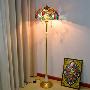Tiffany witraż lampa podłogowa wielokrotnie kwiaty europejski styl klasyczny cień światło do salonu wystrój domu LED stojak światła TF037