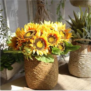 Girasole simulato Mazzi floreali finti di fiori finti Fazzoletti da sposa con fiore di seta Decorazione per l'arredamento della casa