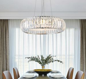 Modern Lustre Crystal Led Chandeliers Lighting Dining Room Chrome Metal Led Pendant Chandelier Lights Foyer Hanging Lamp Fixture MYY