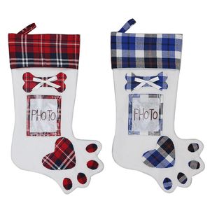 Pata do cão 48.5X22cm, Meia de Natal Xmas Decoração Pingente caçoa o presente bolsas Saco dos doces da meia Ano Novo Prop Socks pode colocar Foto