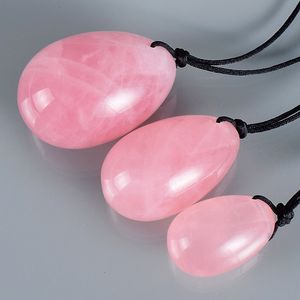 3 Pcs Rose Quartz perfurados Músculos Yoni Egg Crystal Massage Wands Jade ovos para mulheres exercício de Kegel Vaginal Health Care Massager
