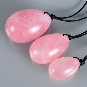 3 st Rose Quartz Borrad Yoni äggkristall Massage Wands Jade ägg för kvinnor Kegel Övning Vaginal Muskler Hälso- och sjukvårdsmassagerare