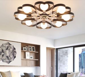 Modern 3 6 8 heads heart-shaped bedroom ceiling lamp crystal warm and romantic living room study restaurant ceiling lights MYY