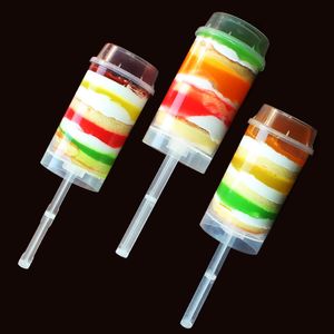 Cupcake Push Up Pop Konteynerler Plastik Gıda Sınıfı Pops Pops Kek Konteyner Kapağı Parti Süslemeleri için Yuvarlak Şekil Aracı BH1957 CY