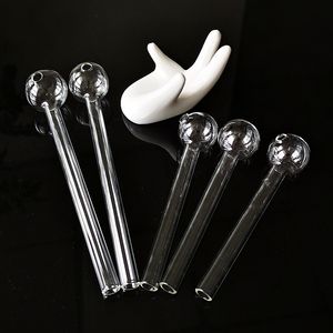 Wholesale Clear Pyrex Glass Oil Burner Pipes Spoon Pipe 4 Inch 6 Inch Mini Straight Tube Hand Pipes Smoking Accessories