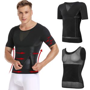 Mężczyźni Body Shaper Koszulki Kompresyjne Brzucha Shapewear Tummy Odchudzanie Skacze Ginekomastia Redukcja gorset Tablica Trener Slim Topy