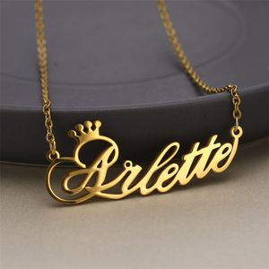 Custom Crown Name Necklace Personalized Jewelry Rose Gold Color Stainless Steel Chain Nameplate Choker Necklaces for Women Girl