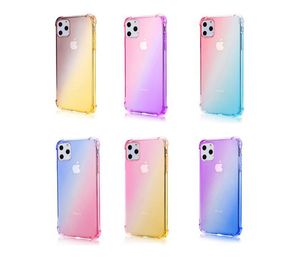 Gradient Phone Cases Dual Color Transparent Clear TPU Silipon Shockproof dla iPhone 12 Mini 11 Pro Max XR XS 8 Plus S20 Note20 Ultra