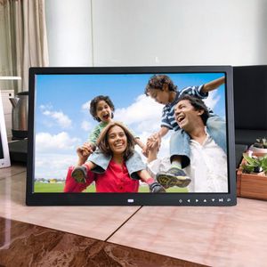 Freeshipping HD Digital Photo Frame Álbum Eletrônico de 17 Polegadas Frente Toque Botões Multi-idioma Tela LED Imagens de Vídeo de Música